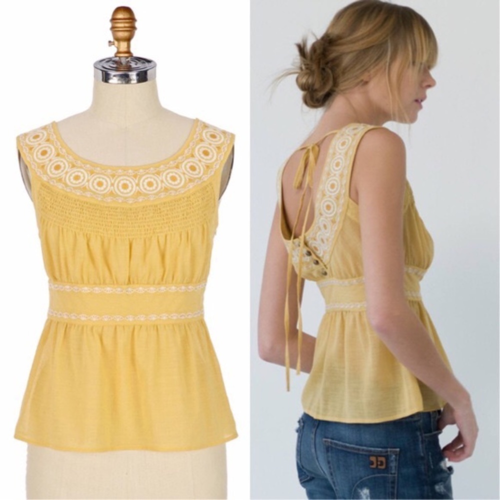 Anthro Floreat Golden Field Yellow Blouse NWT